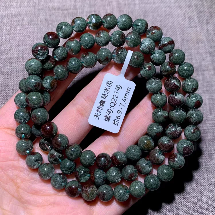 

Натуральный зеленый браслет из кварца-фантома для женщин, прозрачные круглые бусины, эластичный браслет 9мм 10мм 11мм 12мм 13мм 14мм AAAAAA