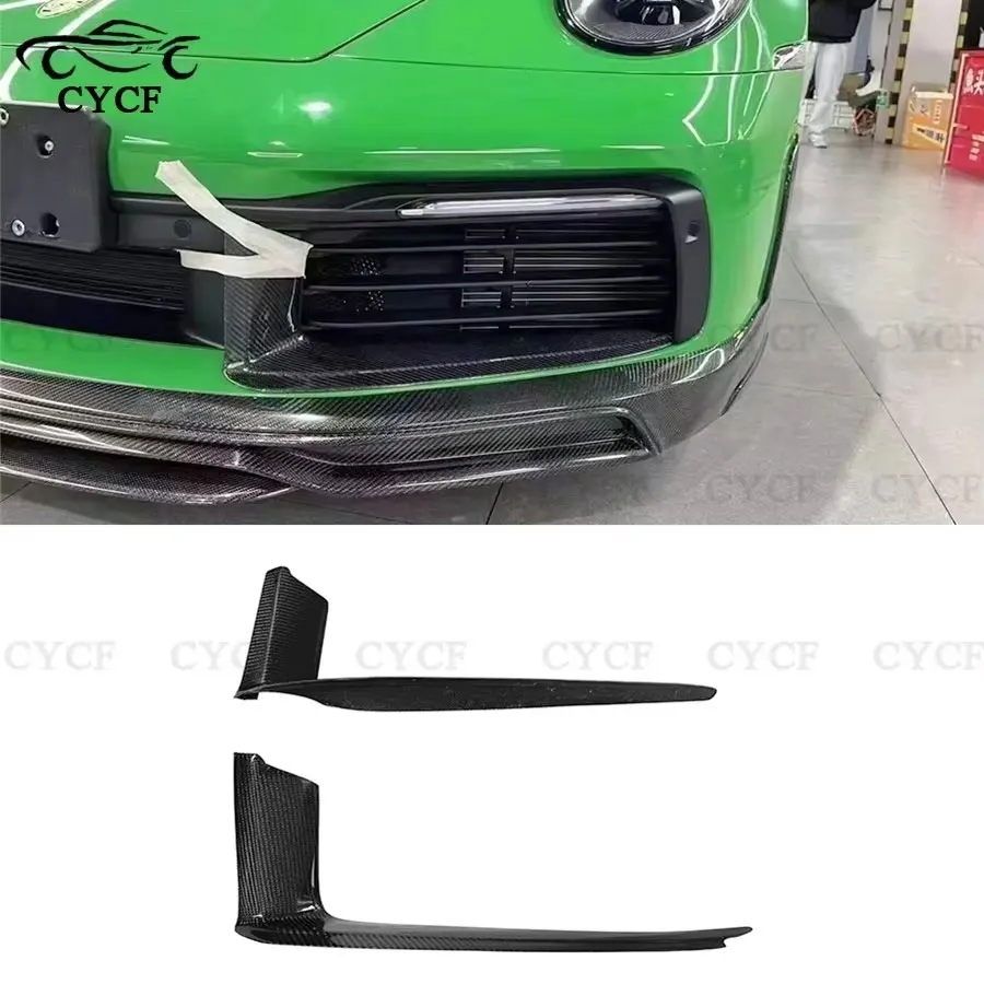 

For Porsche 992 911 2019-2023 Carbon Fiber Bumper Wind Blade Side Spoiler Cover Guard Splitter Auto Parts