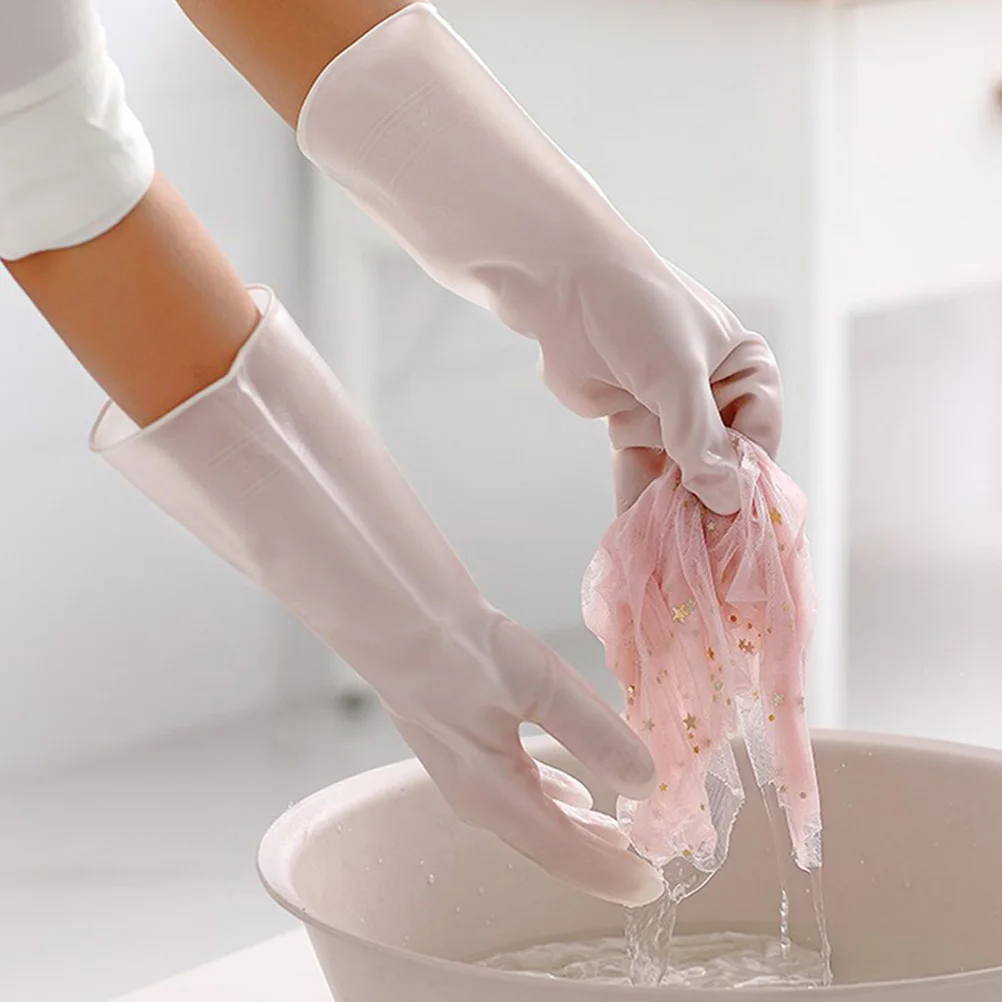 

2 Pairs Reusable Cleaning Gloves for Kitchen Dishwashing Durable Latex Gloves Large Size Black Supplies
