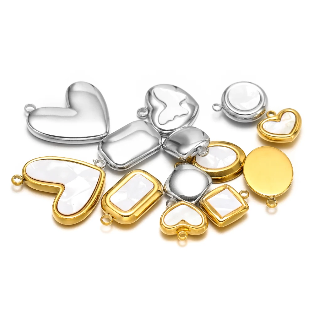 5 Stück Edelstahl-Herz-Muschel-Anhänger, Fischschwanz-Ohrring-Anhänger, DIY-Schmuckzubehör für Frauen, Großhandel für Halsketten-Zubehör – Detail 3