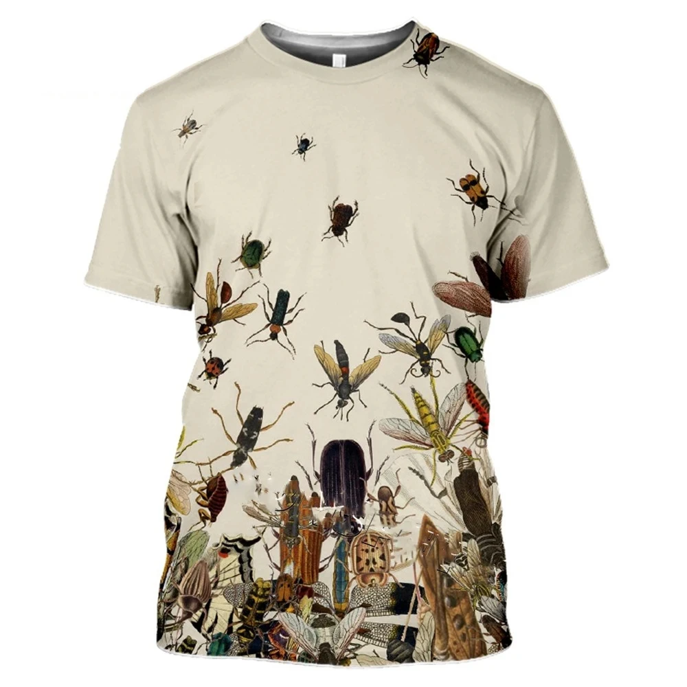 Summer New Variety of Insect Printing O-Neck T-shirt Fashion Street Fashion Elements Short Sleeve Comfortable Top