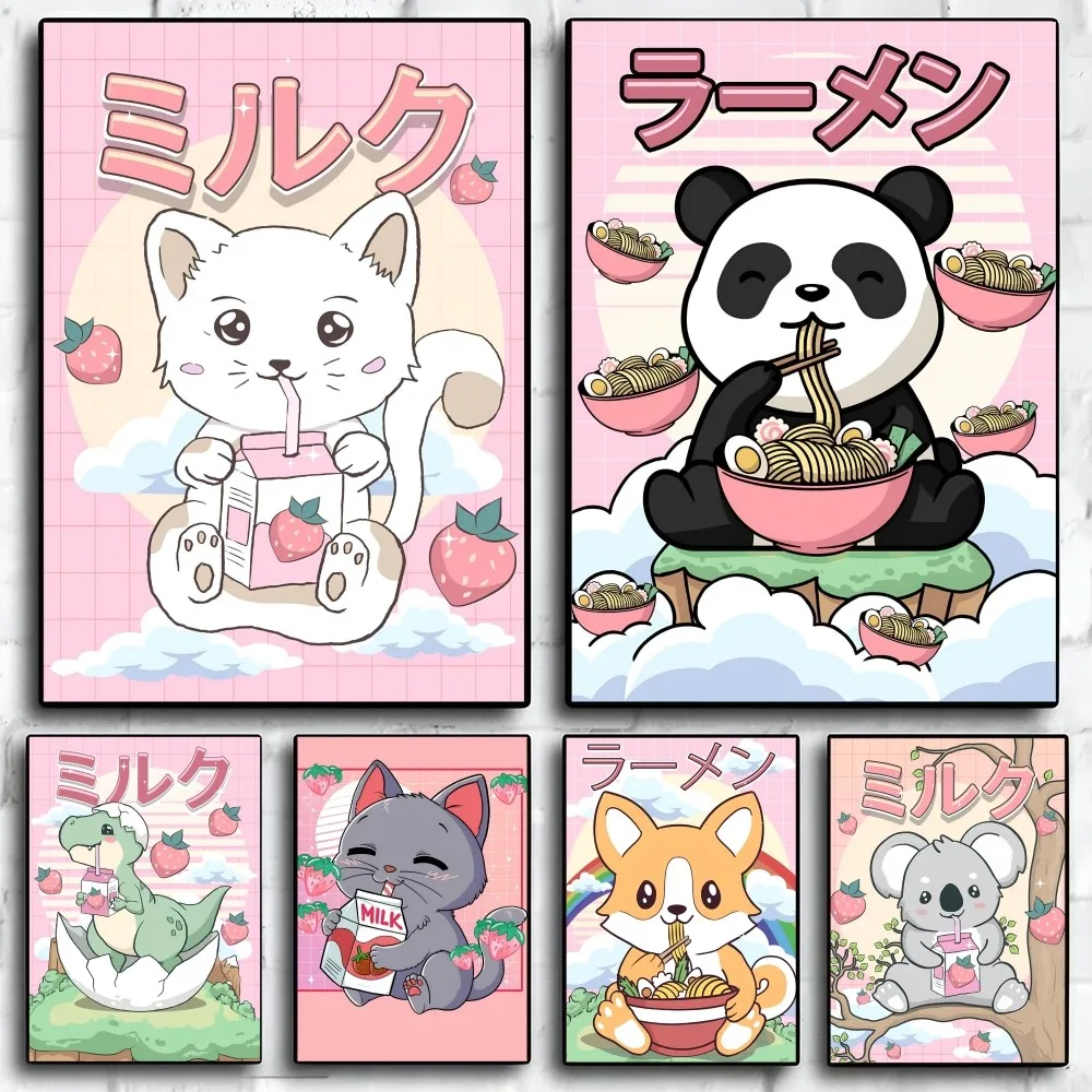 

Japanese Kawaii Aesthetic Milk Poster Paper Print Home Living Room Bedroom Entrance Bar Restaurant Cafe Art Painting Decoration