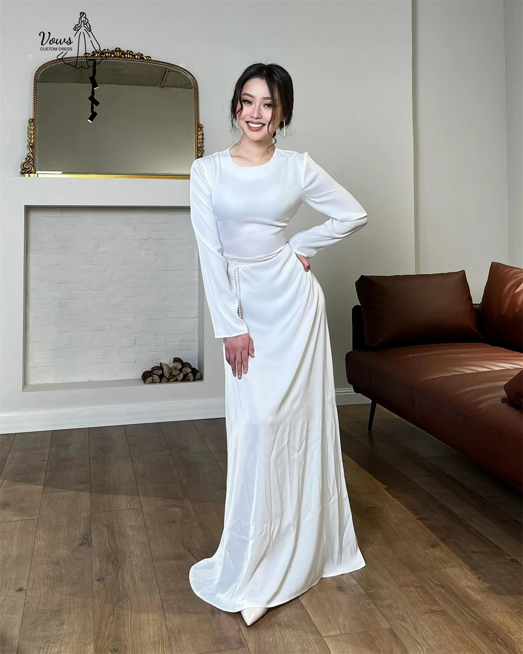 女性のためのエレガントなイブニングドレス、ラグジュアリーなイブニングドレス2025、ラインA、カスタムメイドの豪華なパーティードレス、ラウンドカラーリボン