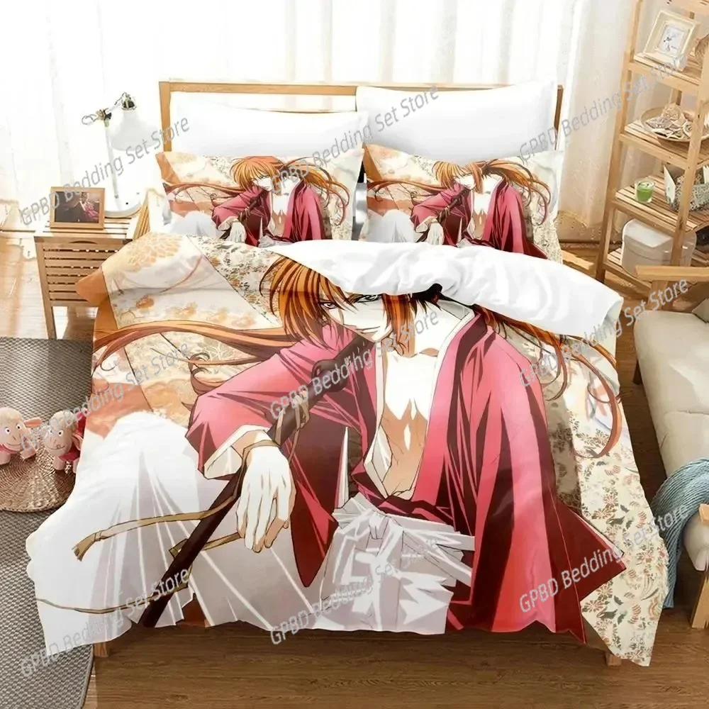 

Anime Rurouni Kenshin Bedding Set For Bedroom Soft Modern Bedspreads Comefortable Kids Duvet Cover Quilt Cover And Pillowcase
