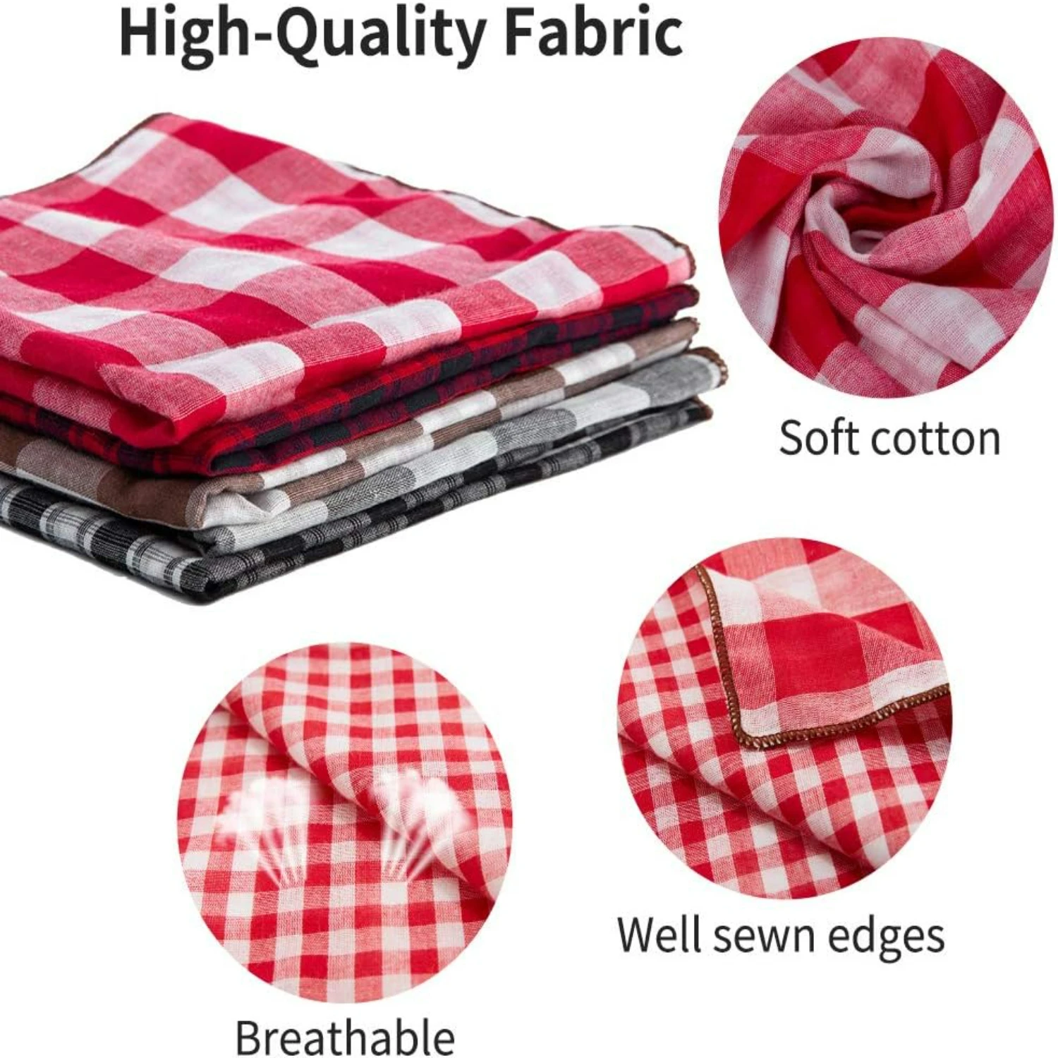 Trendy and Stylish Set of 5 Fashionable Reversible Plaid Stripe Printed Dog Bandanas - Washable Scarf Accessories for Small to L