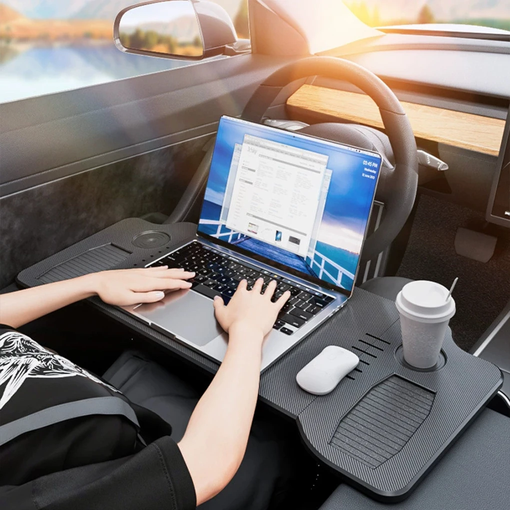 Car Steering Wheel Desk For Tesla Model 3/Y  Car Steering Wheel Laptop Foldable Tray Food Desk Portable car Office Table - view 3