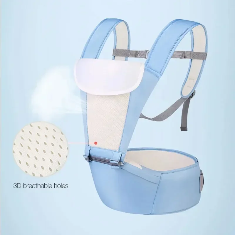 Mochila multifuncional para asiento de bebé, portabebés con correas para niños pequeños, transpirable para verano, babero extraíble, ligero