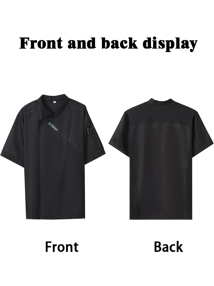 Professioneel bakkeruniform - Ademende dunne koksjas met korte mouwen, overall voor gebak, chef-kok, hotel en kantine, keukenpersoneel