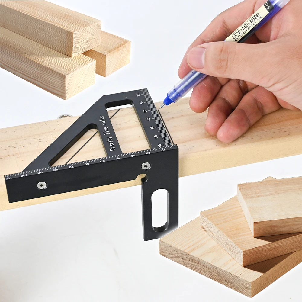 Imagem -03 - Woodworking Square Protractor Alumínio Alloy Miter Triangle Ruler Precision 45 90 ° Angle Measuring Tool For Carpenters Engineers