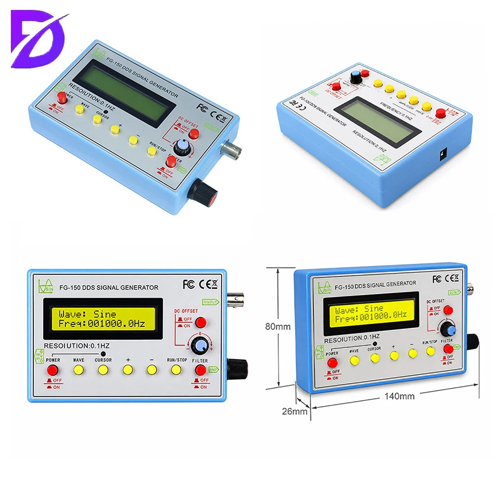 FG-150 DDS High-precision Frequency Signal Generator Frequency Tester 0.1Hz-500kHz for Oscilloscope Professional Audio Testing