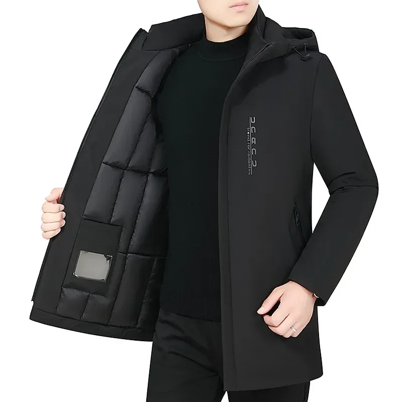 Parka con capucha de talla grande para hombre, abrigo informal de algodón grueso a la moda, prendas de vestir cálidas a prueba de viento, novedad de invierno