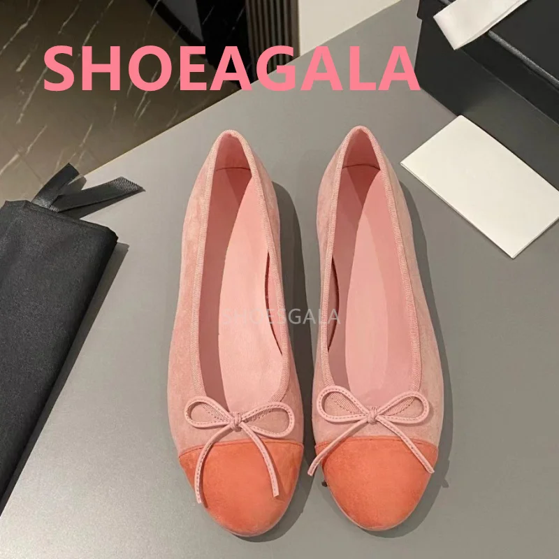 Genuine Leather Butterfly Shallow Mouth Women\'s Ballet Shoes 2024 Classic Elegant Round Toe Women Flat Shoes Single Shoe Student