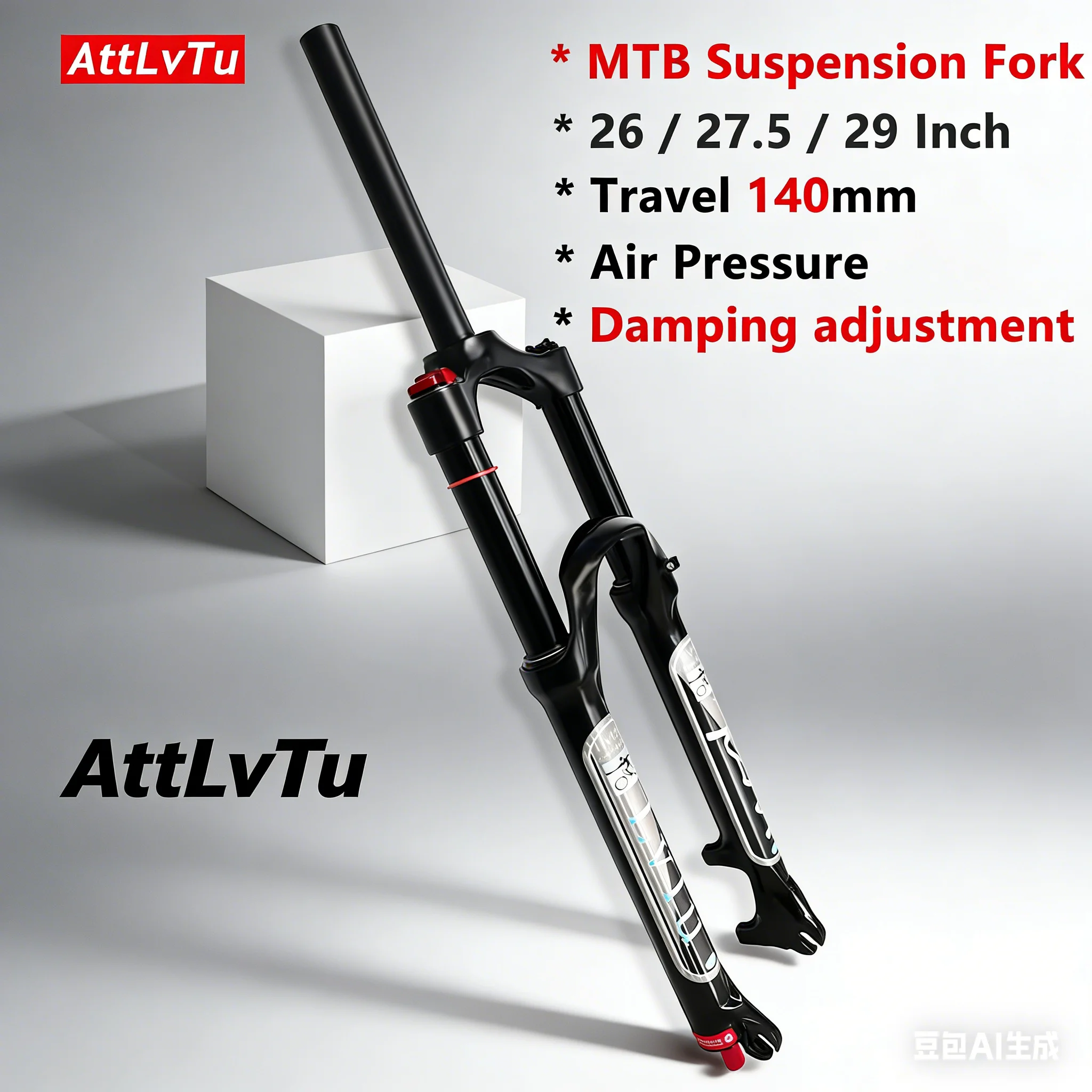 

AttLvTu-Вилка с пневматической подвеской для горного велосипеда, MTB 26, 27,5, 29 дюймов, ход 140 мм, регулировка отскока, сверхлегкие велосипедные вилки, QR 9 мм