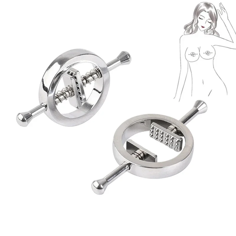 Metal Nipple Clamps Clips Stimulator Steel Nipple Breast Clamps Spring Pull Slave Bondage Flirting Women Sex Toy For Female