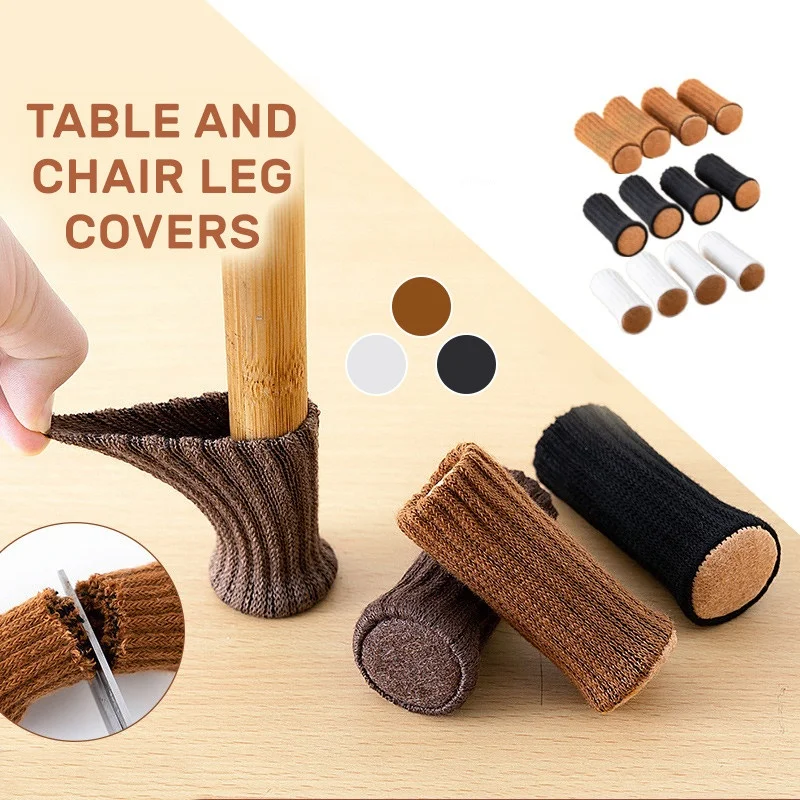 24pcs Multicolor Knitted Chair Leg Socks NonSlip Furniture Floor Protectors Silent Table Feet Covers