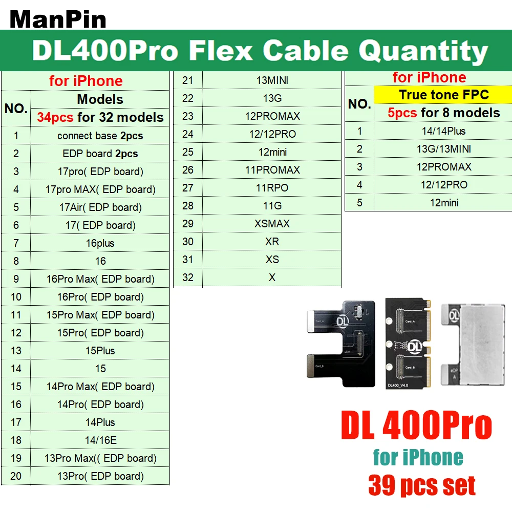 DL400Pro Flex Cable Extention FPC For iPhone 17Pro Max 16 iPad iWatch Smart Screen Tester Display Touch Testing True Tone Repair