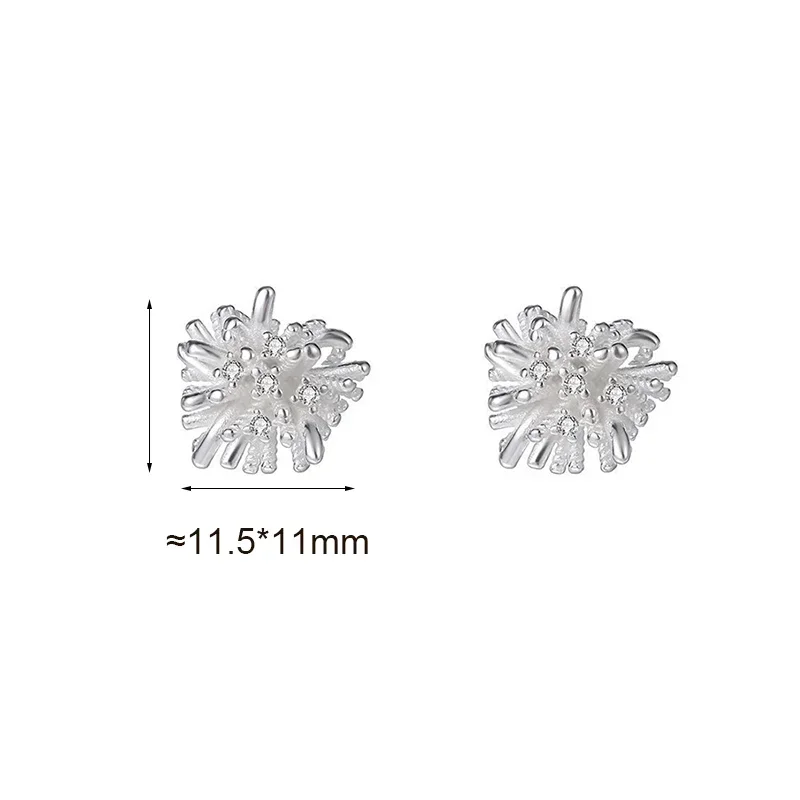 S999 Sterling Silver Needle Exquisite Irregular Plant Stud Earrings for Charming Women Fashion Jewelry Party Accessories
