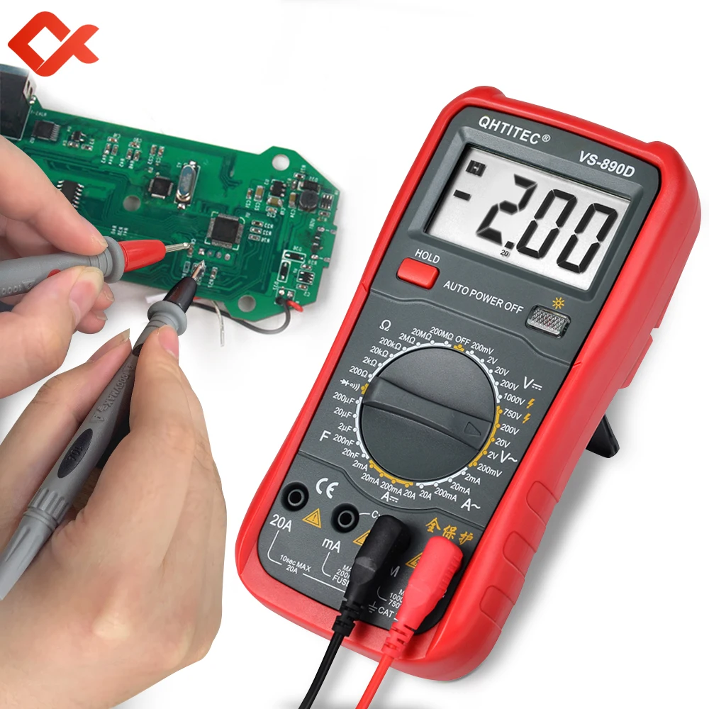 QHTITEC Digital Multimeter VS-890D AC/DC Tester Electrical NCV Test Meter Profesional Analog Manual Range Multimeter