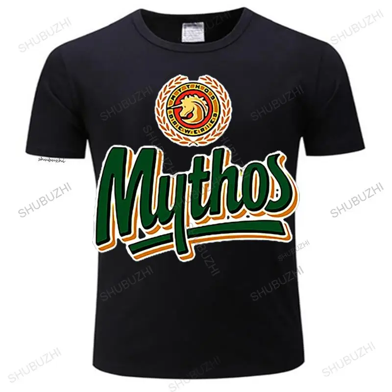 cotton tshirt men summer fashion tee-shirt euro size New MYTHOS GREEK BEER LOGO BLACK WHITE T-SHIRT SIZE brand short sleeve