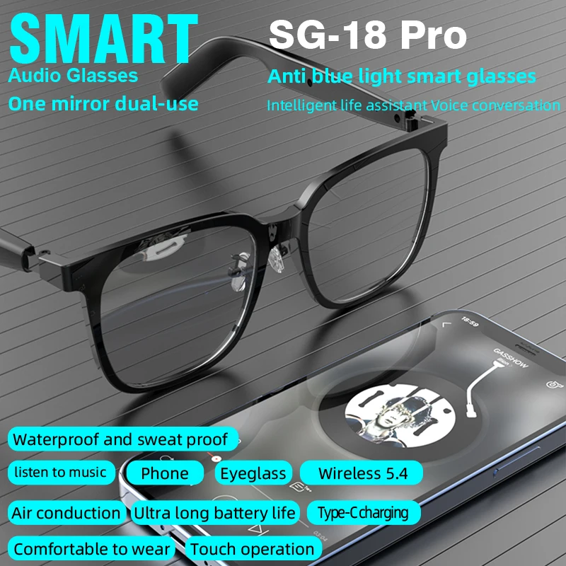 Smart Audio Sunglasses Magnetic Suction Lenses Waterproof Cycling Driving Travel Sports Glasses Listening to Music and Calling