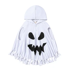 Kids Halloween Cape, Grimace Print Knotted Hooded Cloak Cosplay Costume for Party Stage Show