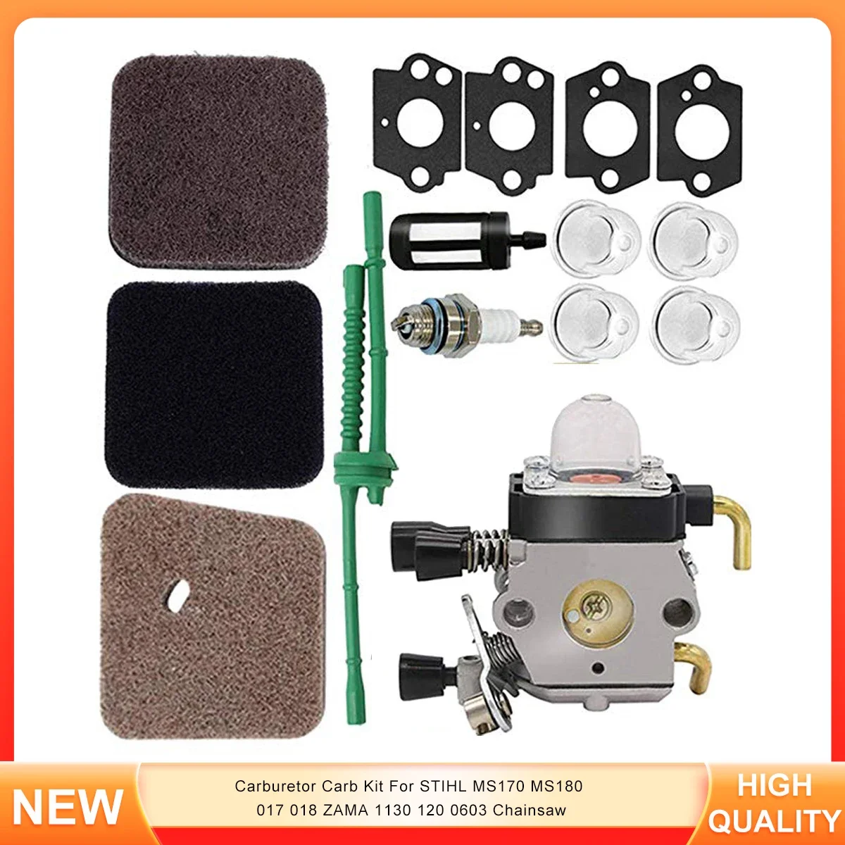 

Carburetor Carb Kit For STIHL MS170 MS180 017 018 ZAMA 1130 120 0603 Chainsaw