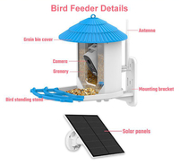 Solar Powered Bird Food Feeder Wireless Outdoor Bird Food Feeder 4MP HD Camera Auto Capture Bird Videos