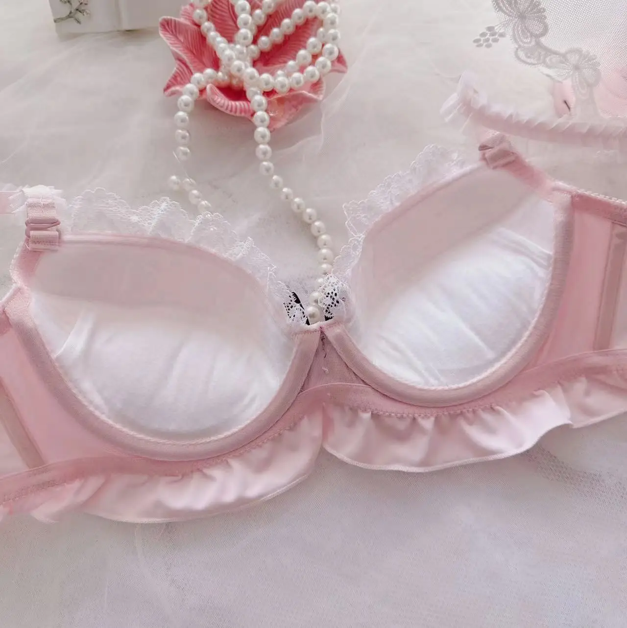 Japanese Maid Dual Color Thin Cup Student Girl Cute Gathering Sexy Lingerie Bra Set