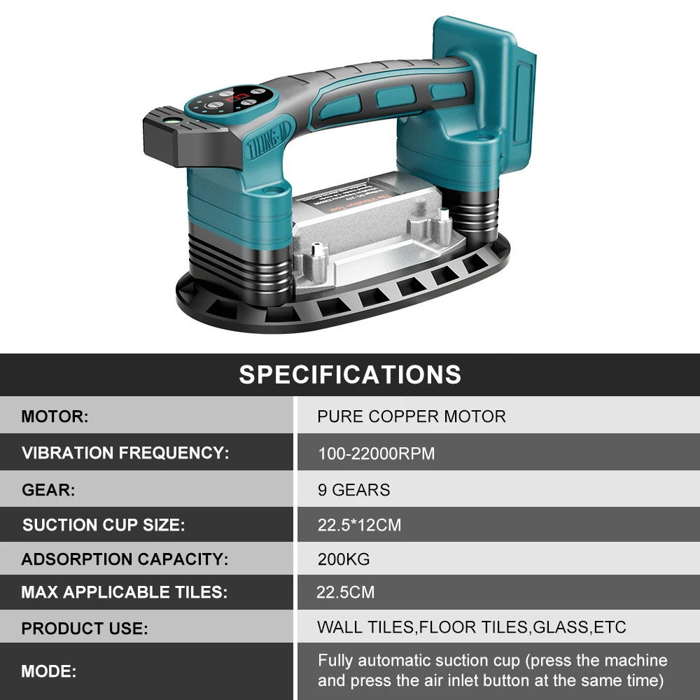 YEARTOP Cordless Tile Laying Machine 9 Speed500KG Tile Vibration Leveling Machine Installation Power Tool for Makita 18V Battery image 6