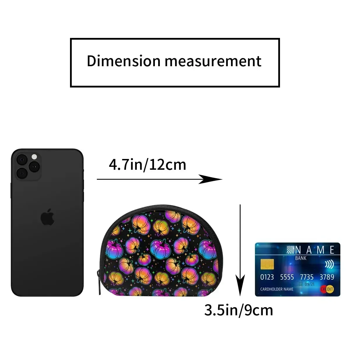 Яркие разноцветные тыквы, кошелек для монет с 3D принтом, Женская портативная Серебристая сумка для покупок, дорожная кредитная карта, удостоверение личности
