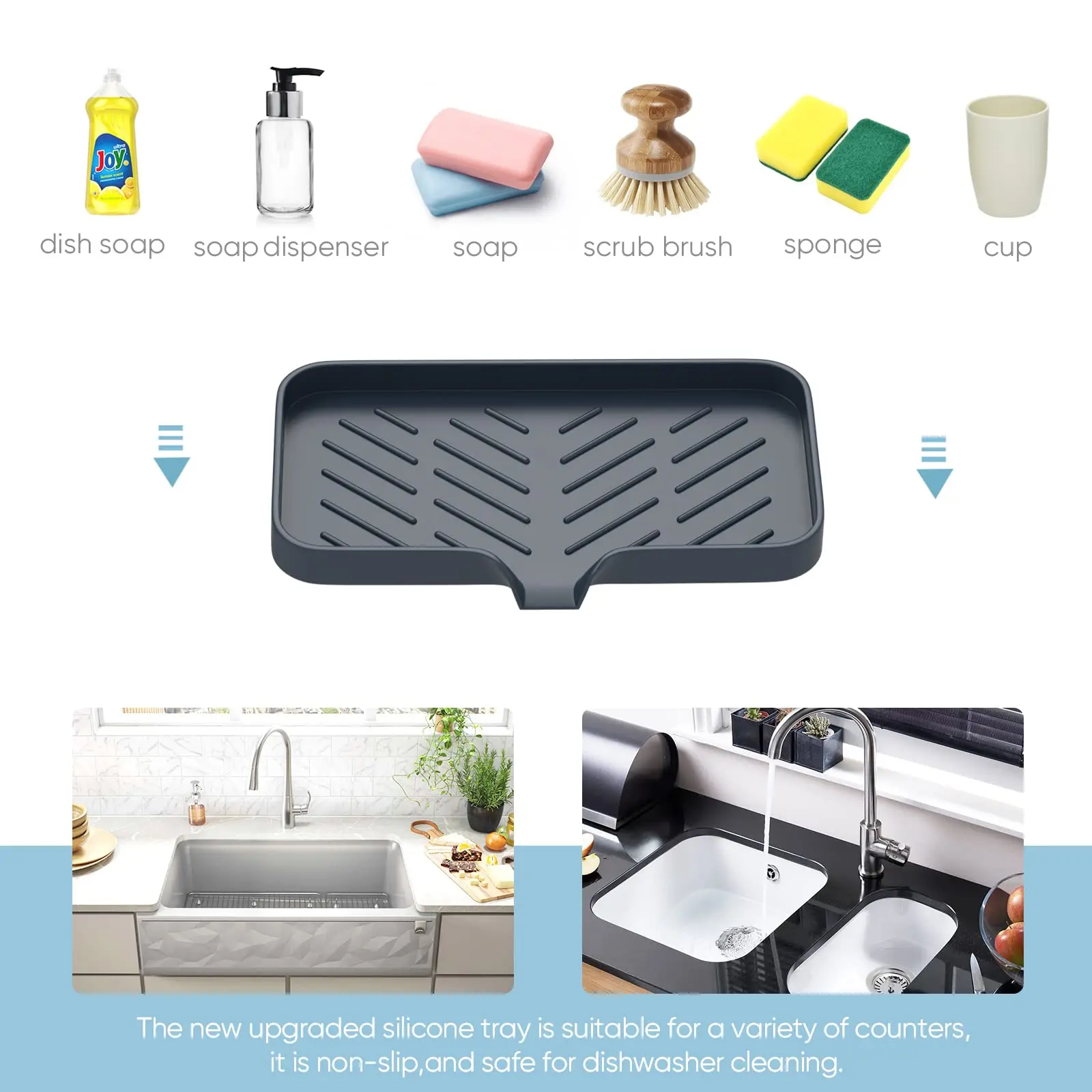 Kitchen Sink Sponge Holder Silicone Soap Dish Bar Soap Holder Self Draining Anti-slip Storage Rack Bathroom Supplies