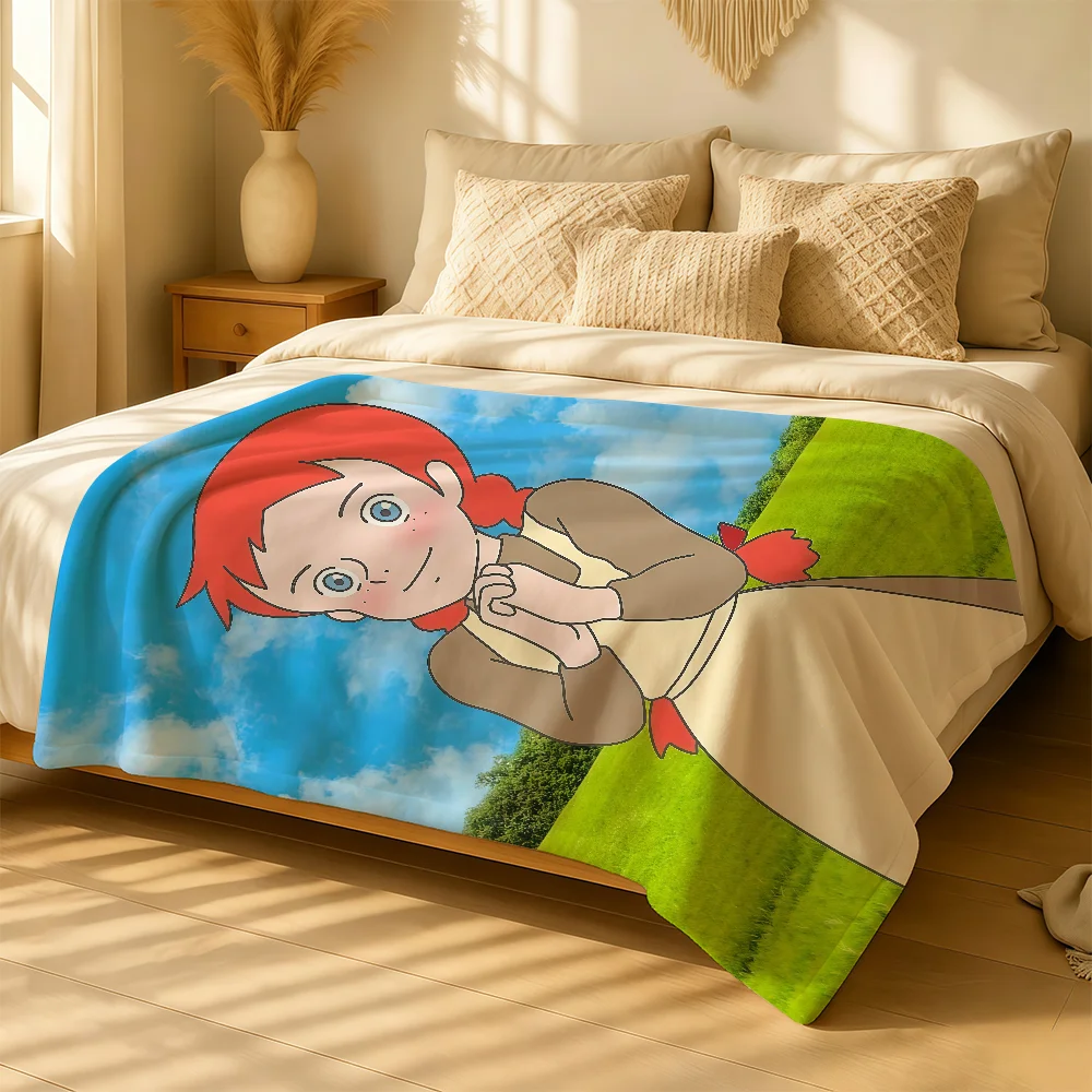 Cartoon A-Anne Of Green G-Gables Blanket For Soft Warm Knee For Bedroom Living Room Bed Sofa Camping Picnic Office Gift