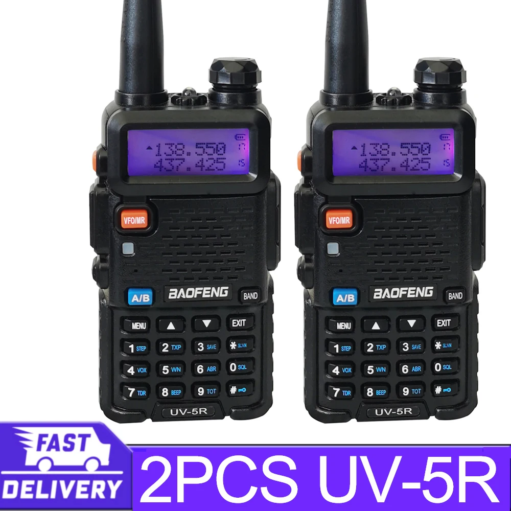 

2 pcs Baofeng uv 5r walkie talkie radio comunicador Dual band long range Two way Portable FM Amateur radio stations Transceiver
