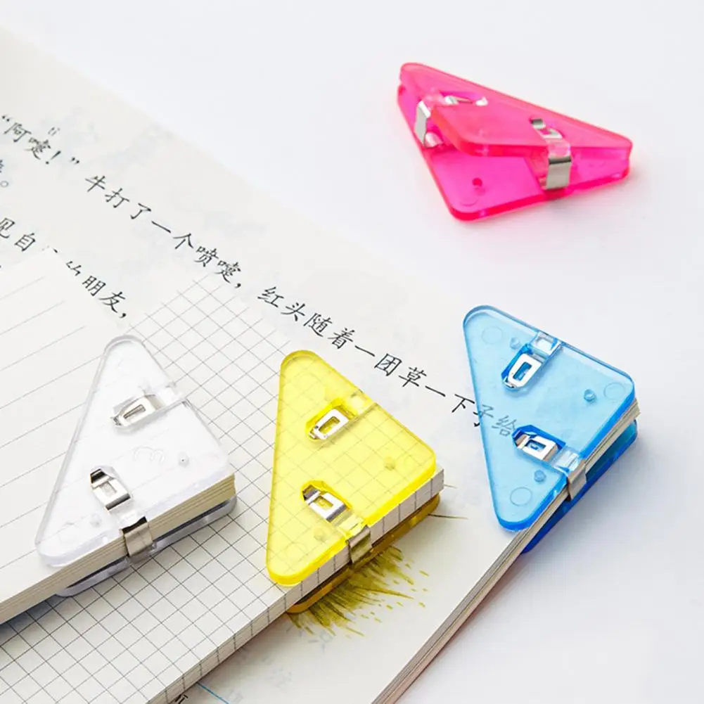 5 Pcs Transparent Triangle Corner Clips Prevent Book Curling Document File Book Page Corner Clips Binder Clips Students Supplies
