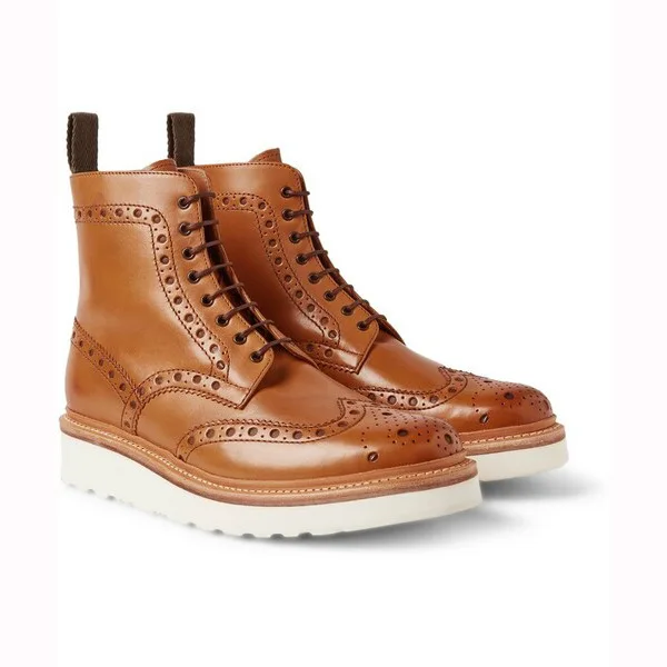 Herren Vintage PU-Lederstiefel Vintage Runde Zehenkappe Knöchelhohe Schnürstiefel Lässige Plateausohle Cosplay Ritterstiefel Herren Alltagsschuhe – Detail 8
