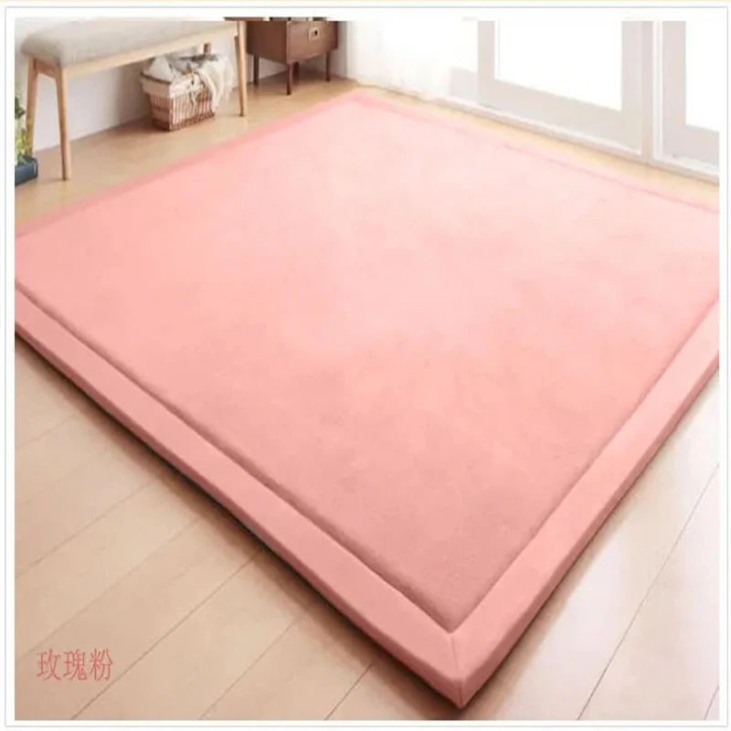 

Plain Colour Coral Velvet Living Room Carpet Big Size Room Decor Rugs Thickening Japanese Tatami Mat Non-slip Baby Crawling Mat