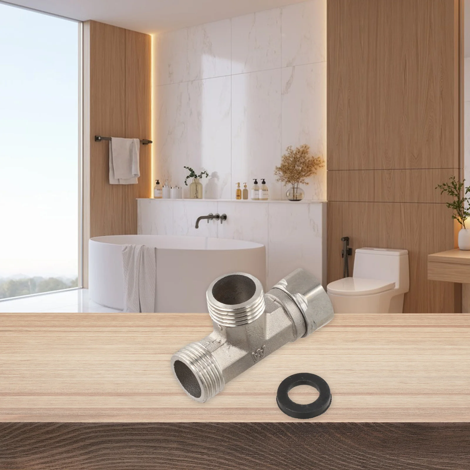 T Adapter 3 Ways Valve For Diverter Bath Toilet Bidet Sprayer Shower Head/G1/2 Stainless Steel 4 Points Copper Three-way Water
