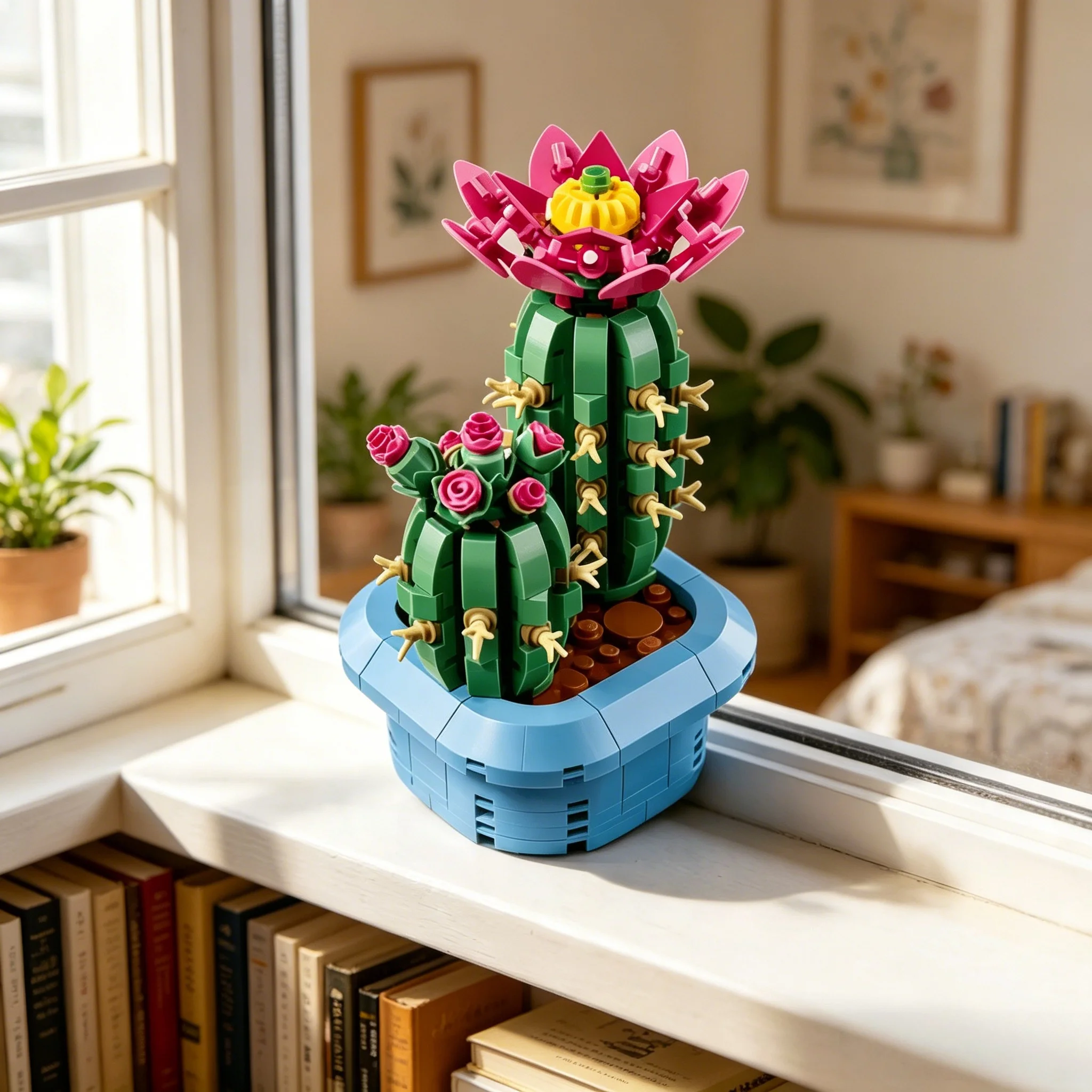 

Brand new 482PCS homemade flowers and plants blooming cactus men and women puzzle building blocks toys decorative gifts