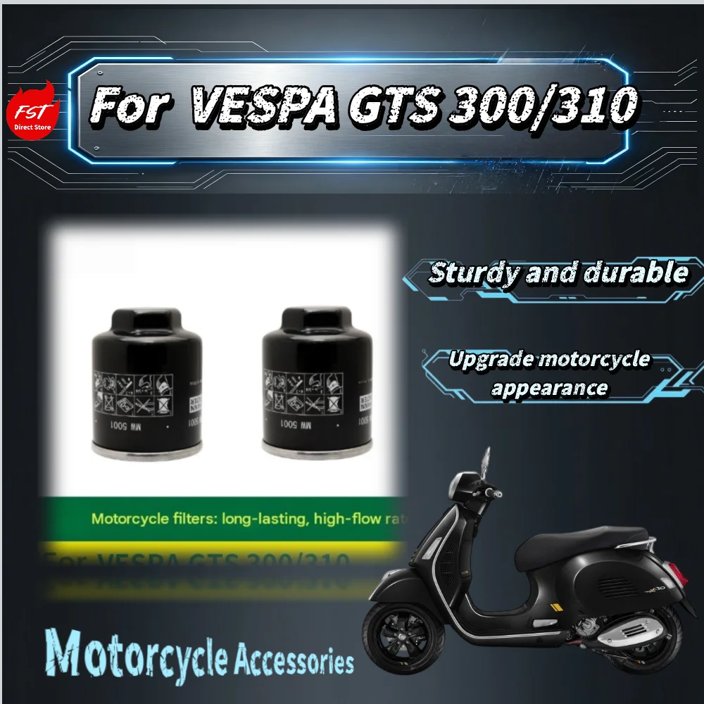 For VESPA GTS 300/310 Motorcycle Oil Filter, Built-in Check Valve Prevents Oil Backflow