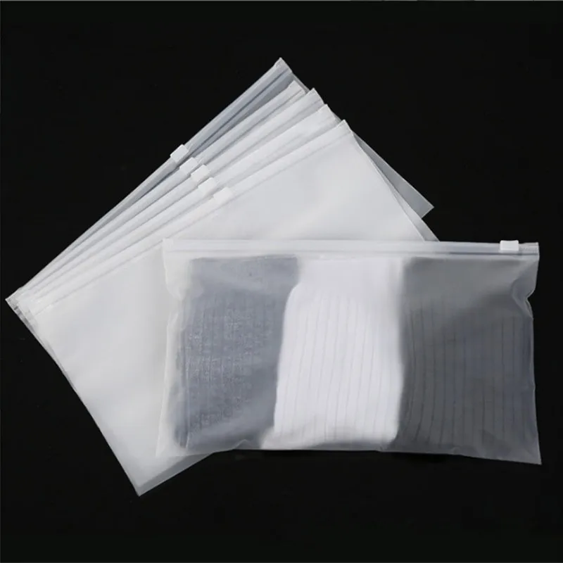 StoBag 50pcs Wholesale Matte Frosted Clothes Packaging Zipper Bags Pouch Plastic Sealed Socks Shirts Storage Reusable Organizer