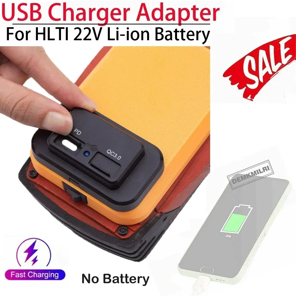 Battery Adapter Power Bank for Hilti 22V B22 CPC Li-ion Battery with USB and Type-C Dual Charge Port Fast Charging Power Bank