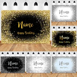 Custom Name Photo Gold Silver Glitter Birthday Party Banner Backgrounds Baby Shower Kid Adult Name DIY Photo Shoot Backdrop