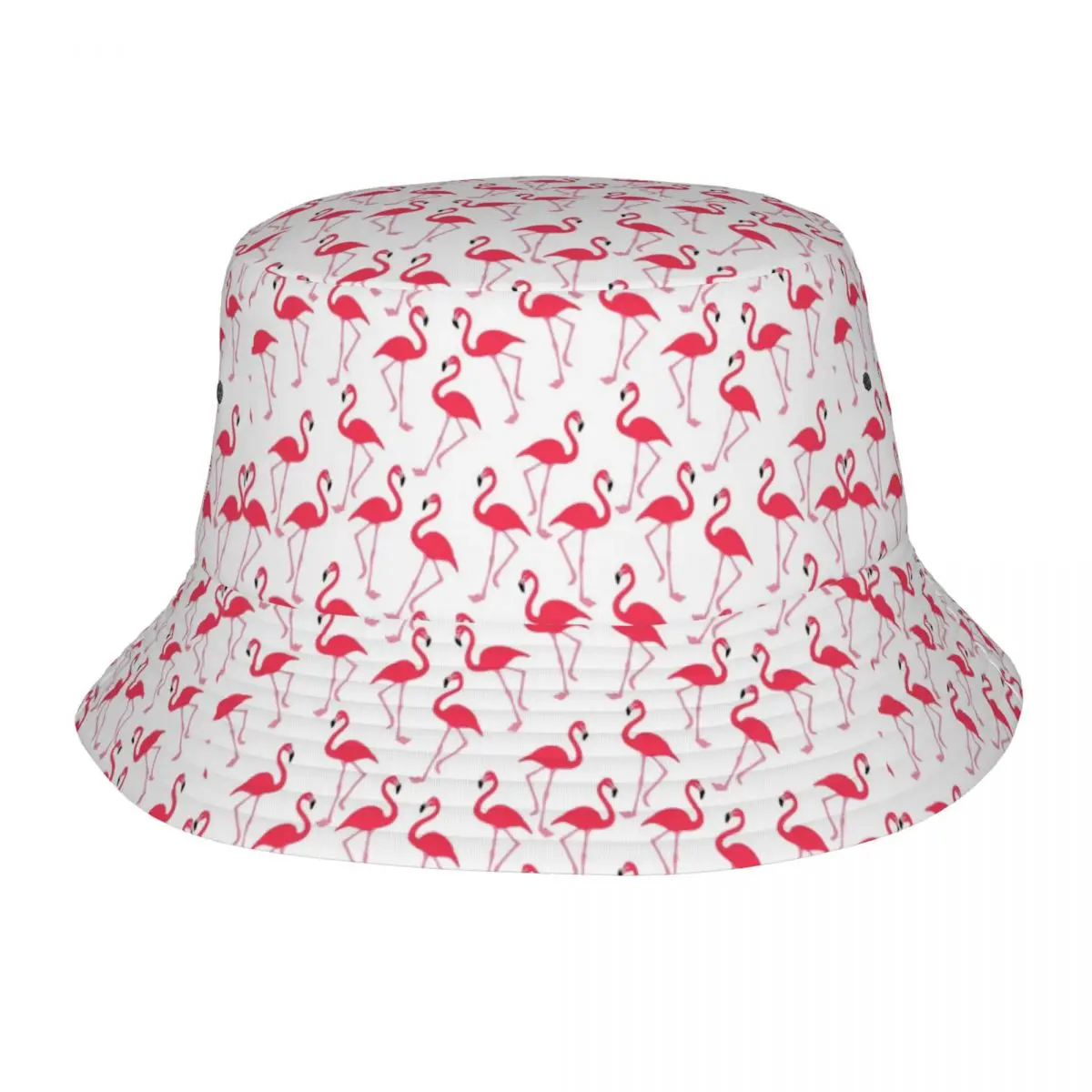 Custom Pink Flamingo Bucket Hat Men Women Outdoor Sun Summer Fisherman Cap