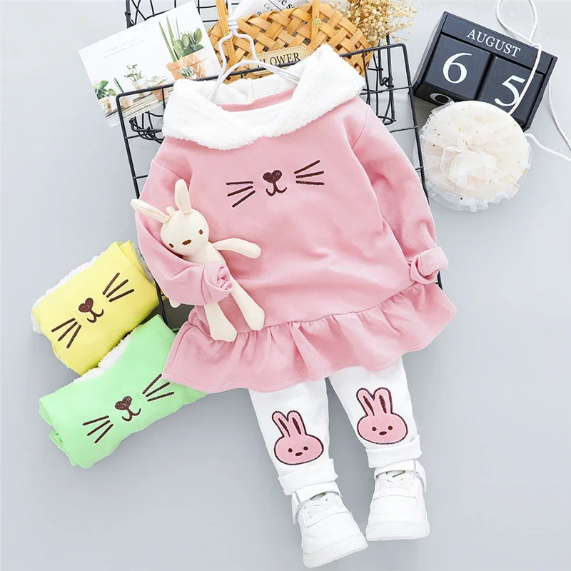 Spring Baby Girls Clothing Sets Children Hooded Tops Cartoon Rabbit Pants Newborn Infant Clothes Kids Outfits 2 Piece Suit