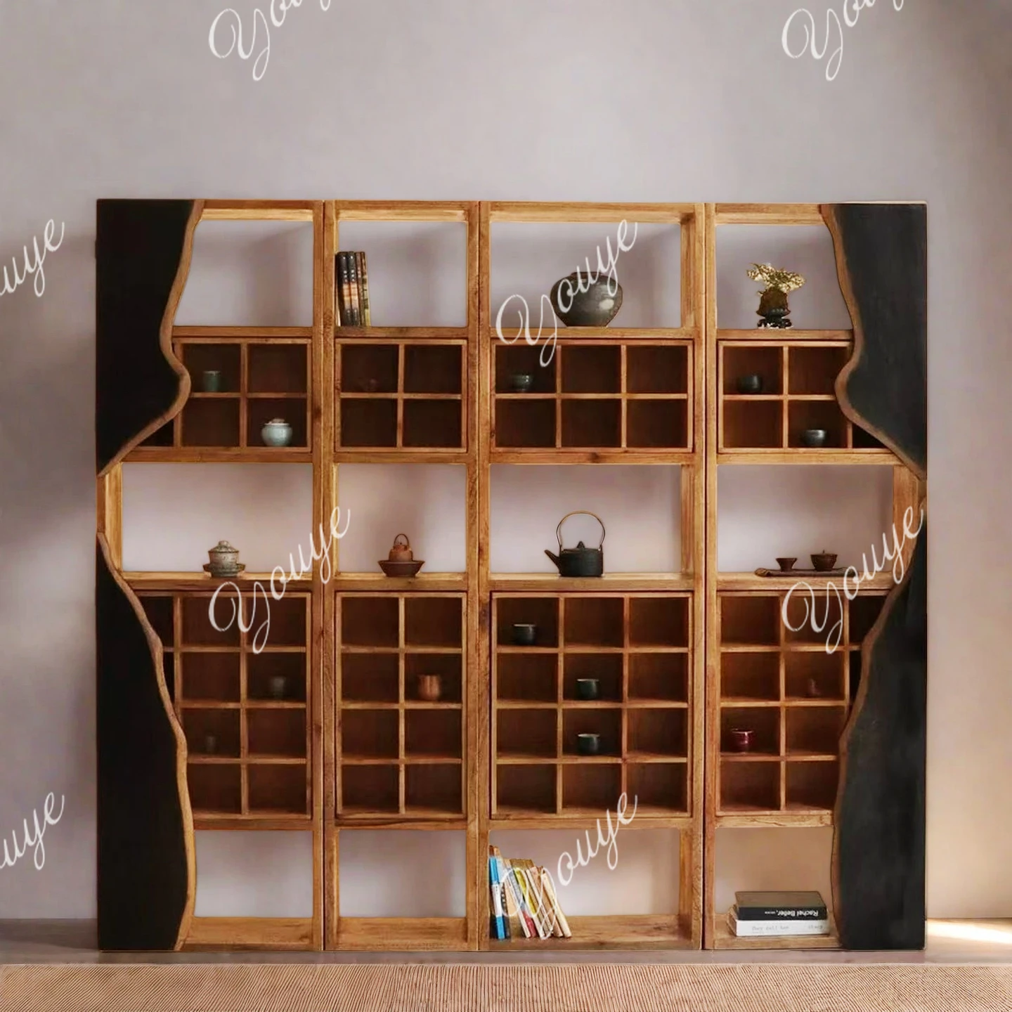 

Solid wood bogu frame, tea room, cup holder, Duobao Pavilion, shelf, antique cup holder, free combination grid shelf.