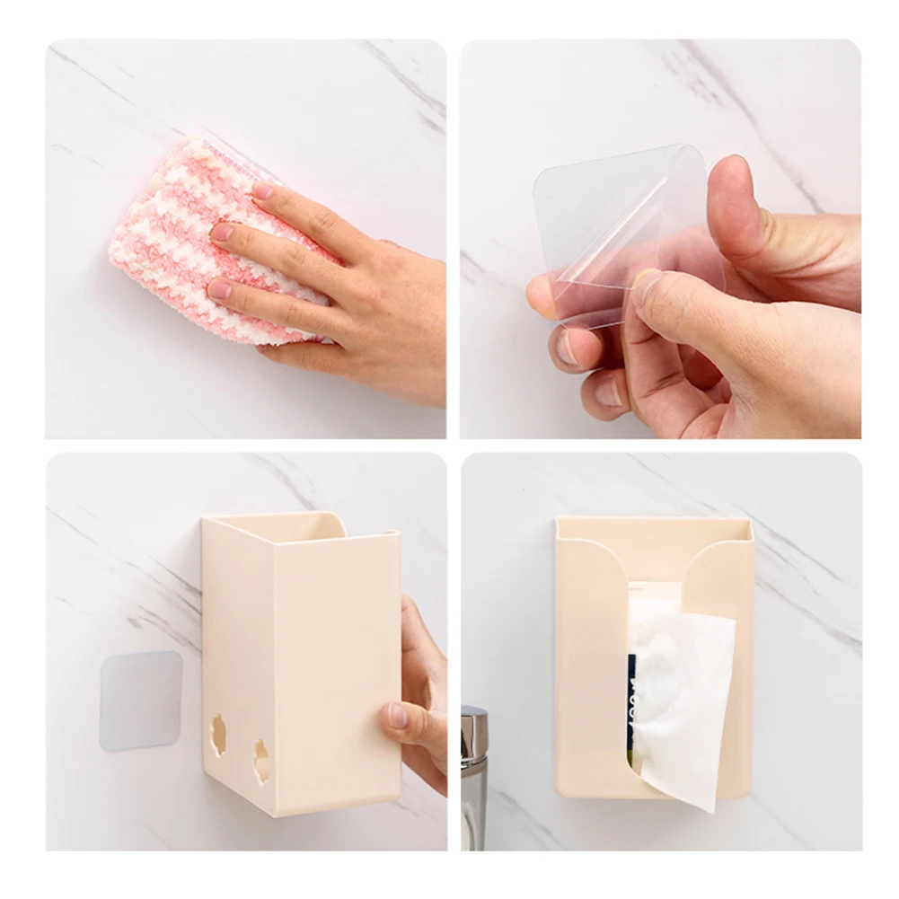 Napkin Holders Wall-mounted Paper Dispenser Self-adhesive Removable Paper Box Space-saving Punch Free Waterproof for Living Room