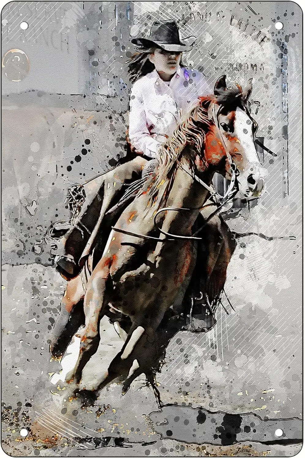 Vintage Sexy Cowboy Girl Metal Tin Sign Riding A Horse PinUp Girl Wall Art Decor Man Cave Accessories Bar Signs for Home Ba sign