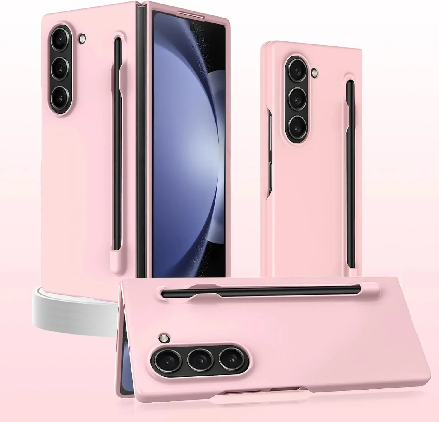 Capa Fosca de Cor Sólida com Suporte para S Pen para Samsung Galaxy Z Fold 7 6 5 Z Fold 4 3 Ultra Fina à Prova de Choque com Toque de Pele