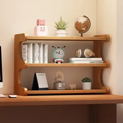 Bamboo Desktop Storage Rack Desk Organizer Bookcases Stationery Home Cup Storage Books Storage Shelf Students