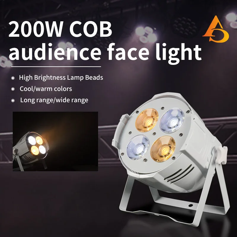 DMX 200W 4x50W LED Par COB Light Cool White Warm White White Housing Stage DJ Show Lighting Wedding Party Disco Light